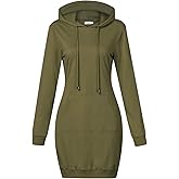 MISSKY Women's Pullover Hooded Kangaroo Pocket Sweatshirt Casual Hoodie Dress