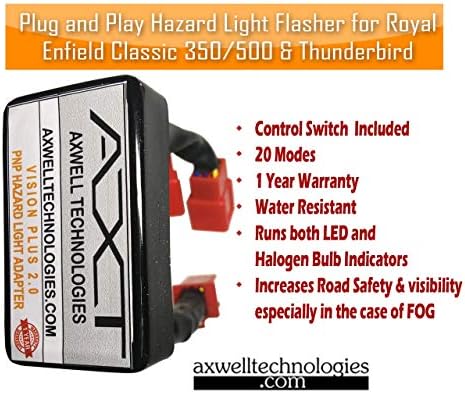 Axwell Technologies Vision Plus 2.0 2 in 1 Plug and Play Hazard Light Flasher for Royal Enfield Classic and Thunderbird