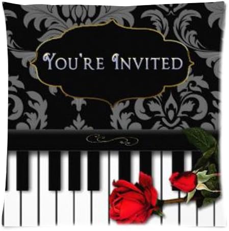 Pink Piano Rose Piano Music Sheet Personalized Pastel Flower Nature Cushion Covers Square Throw Pillow Case 18x18 Inch