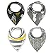 Bandana Bib Set of 4 by Matimati Baby - Extra Absorbent Drool Bibs with Snaps for Boys & Girls (Gold & Gray)