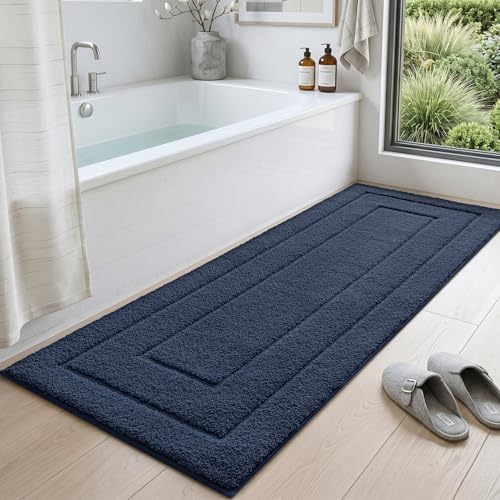 DEXI Badematte rutschfeste, weicher Mikrofaser Badezimmerteppich, saugfähiger Badteppich, maschinenwaschbar Badvorleger für Dusche, Badewanne und Toil