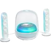 Harman Kardon SoundSticks 5 2.1-Channel Bluetooth Speaker with HDMI - White - 3-Way Speaker Design with Multicolor Light Show - Music Streaming &amp; Auracast Multi-Speaker Connection