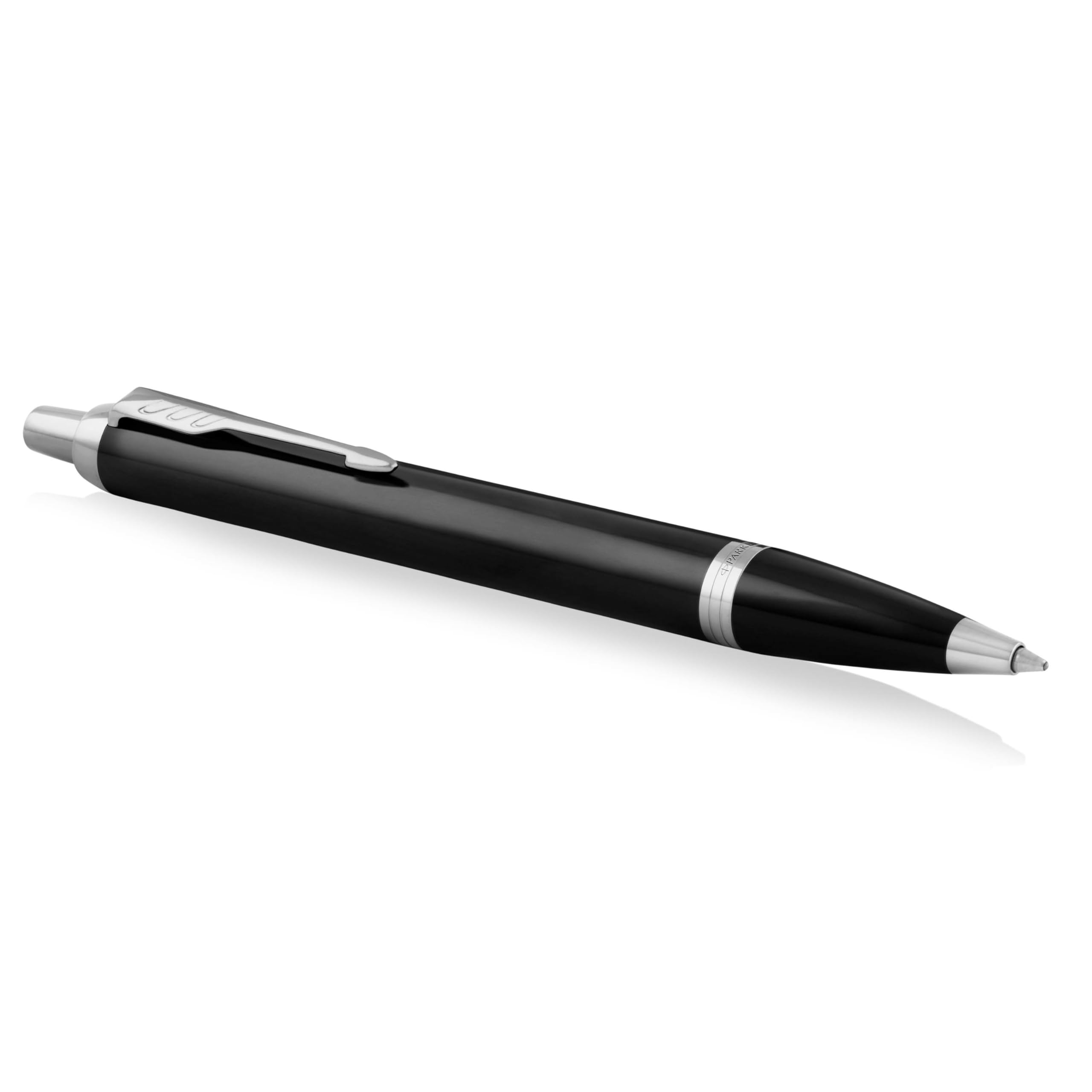 Parker IM Ballpoint Pen | Black Lacquer with Chrome Trim | Medium Point Blue Ink | Gift Box