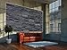 GREAT ART Photo Wallpaper – Black Stonewall – Picture Decoration Industrial Design Style Realistic Dark Stone Wall Cladding Modern Masonry Image Decor Wall Mural (82.7x55.1in - 210x140cm)