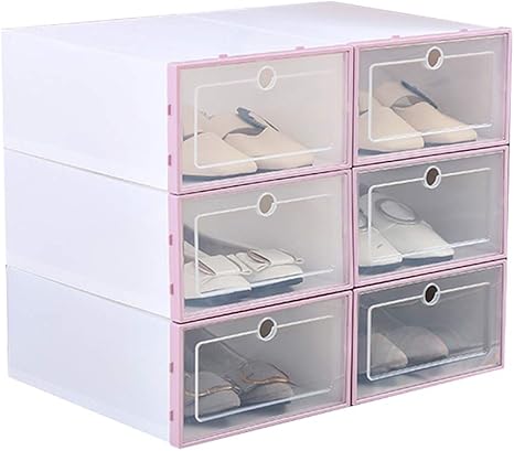 Lihuzmd Schuhkarton, Set Mit 6 Stapelbaren Kunststoff-Schuh-Organizer