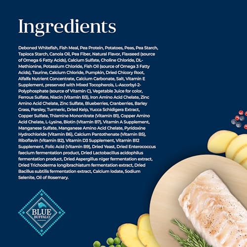 BLUE BUFFALO BASICS GRAIN-FREE DRY CAT FOOD, SKIN & STOMACH CARE, LIMITED INGREDIENT DIET FOR INDOOR CATS, FISH & POTATO RECIPE, 11-LB BAG