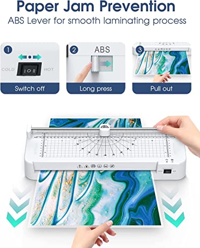 Laminator,A3/A4/A5/A6 Thermal Laminating Machine, 9 in 1 Cold Laminator Machine with Paper Cutter and Corner Rounder,40 Laminating Pouches for Home Office School