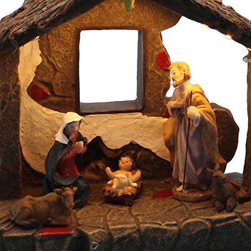 innodept12 Christmas Home Decor Nativity Scene Figurines Set and House with Warm White Led Light