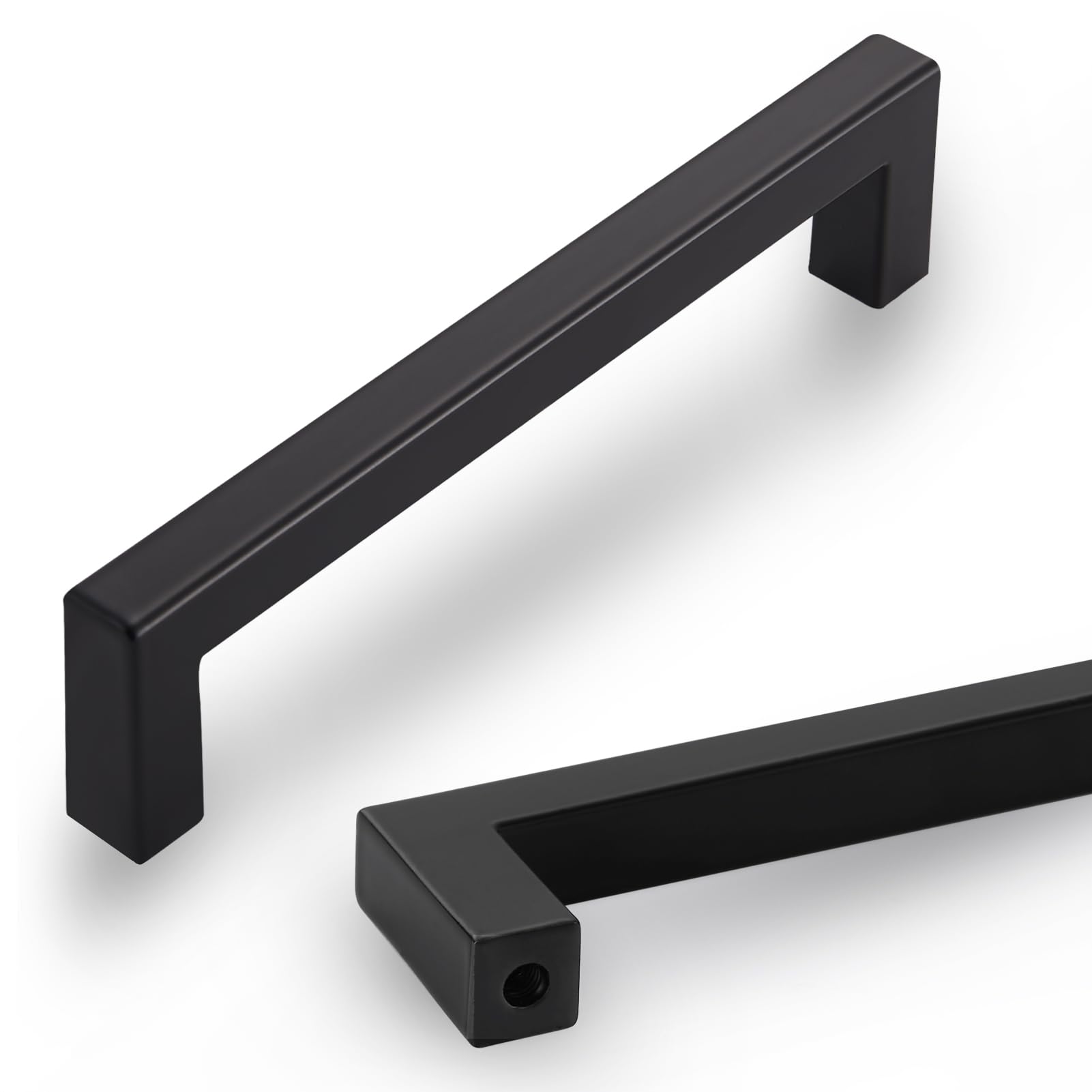 Photo 1 of L&lonpa 10 Pack Matte Black Cabinet Handles – 5 Inch Center to Center, Solid Aluminum Square Drawer Pulls, Durable Modern Hardware for Kitchen, Bedroom, Bathroom, Dresser