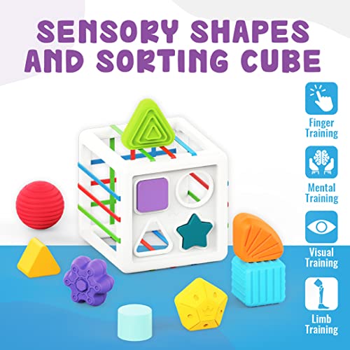 Kidtastic Sensory Shapes Sorting Play Cube Toy for Babies, Baby Activity Cube Toy, Developmental