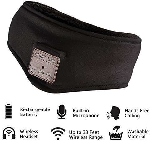 Capolus Wireless Bluetooth Headband Magic Hat with Music Phone Speaker Stereo Headphone Headset Earphone Speaker Mic for Fitness Outdoor Sports Walking and Sleep Mask(Black)