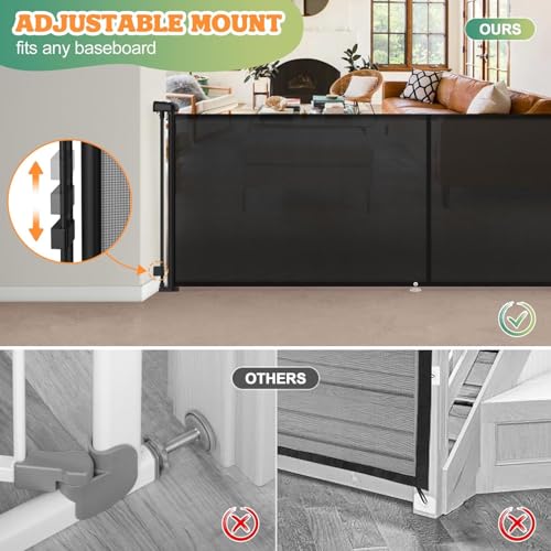 Eyeleaf Eyeleaf Retractable Safety Gate for Babies and Dogs, Baby Gate for Stairs, Hallways, Indoor and Outdoor (Black, 500 x 86 cm)