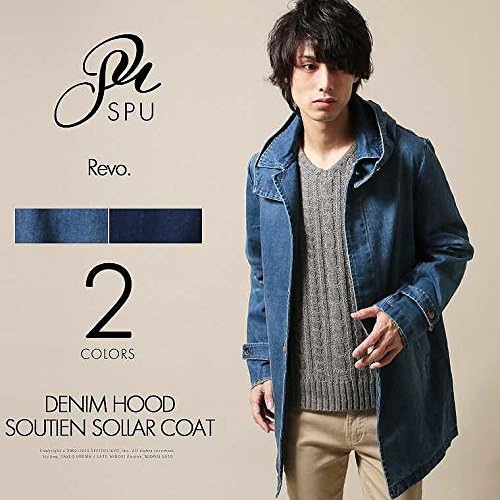 Amazon デニムフード脱着ステンカラーコート メンズ 1 M ブルー Blue コート ジャケット 通販