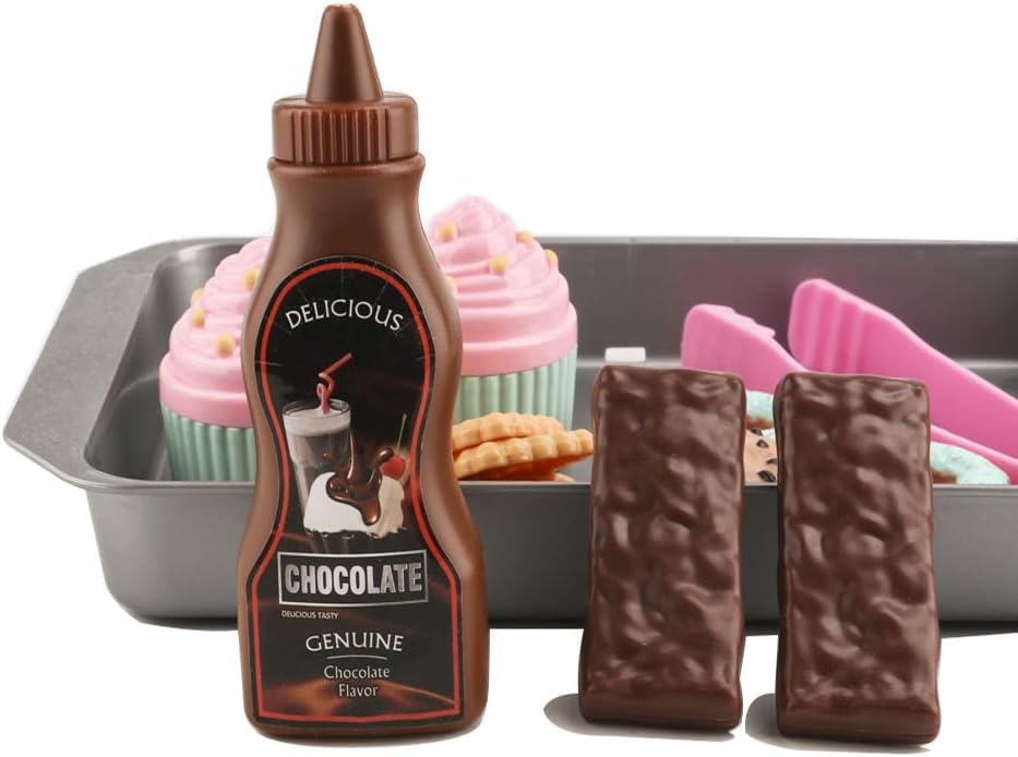 Elitoky Cookie Play Food Set, Play Food for Kids Kitchen - Play Kitchen Accessories - Play Baking Cookies and Cupcakes Plastic Toy Food for Pretend Play, Kids Toddler Childrens Birthday Gifts