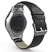 Gear S2 Watch Band, MoKo Premium Soft Genuine Leather Crocodile Pattern Replacement Strap for Samsung Gear S2 SM-R720 & SM-R730 Smart Watch (NOT FIT Gear S2 Classic SM-R732 / R735 Version), BLACK