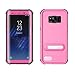 Eazewell Durable Ultra Slim 100% Waterproof Case Shockproof Dustproof Snowproof Hard Shell Underwater Protective Box Rugged Cover with Kickstand for Samsung Galaxy S8+ Plus SM-G955 (Pink)