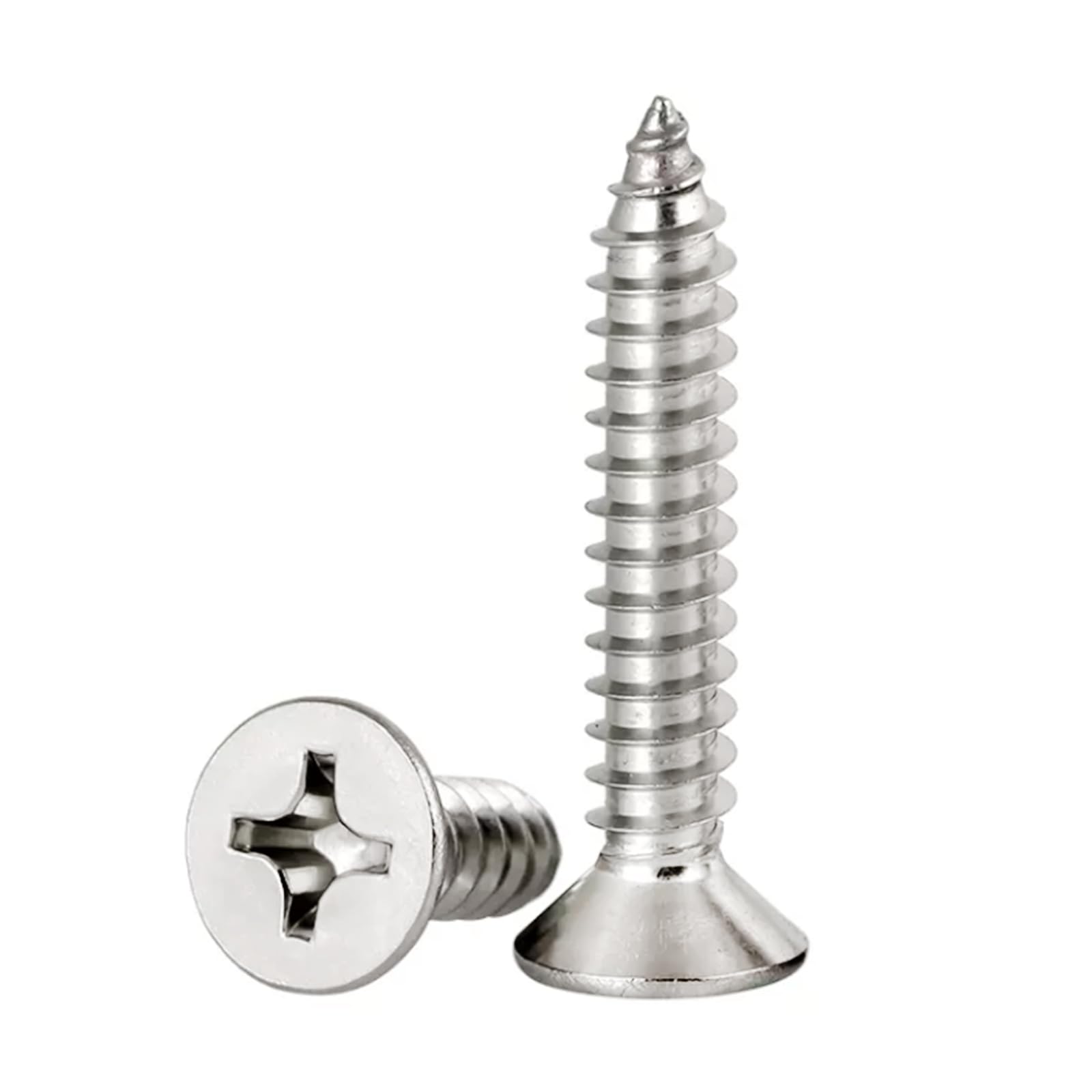 Photo 1 of #6 x 3/4" Flat Head Sheet Metal Screws Phillips Drive Wood Screws, 304 Stainless Steel 18-8, Pack of 100