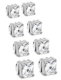 JOERICA 4 Pairs Stainless Steel Mens Womens Magnetic Stud Earrings Non Piercing Clip on CZ Earrings,4-7MM Silver-tone