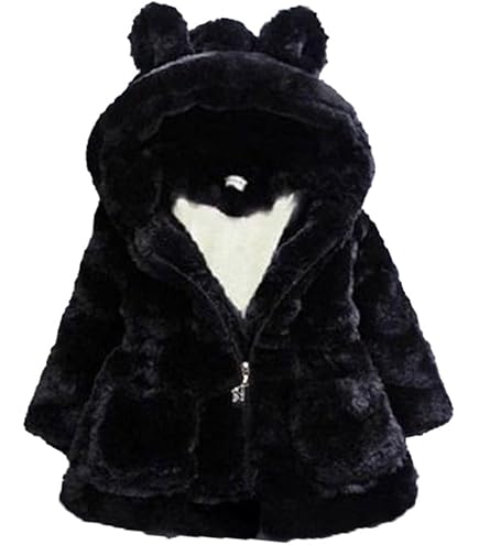 Girls Faux 𝗙𝘂𝗿 Coat Long Sleeve Furry Cardigan Thick Warm Shaggy Jacket Winter Snowday Coat (Green, 3-4 Years) - Product Details