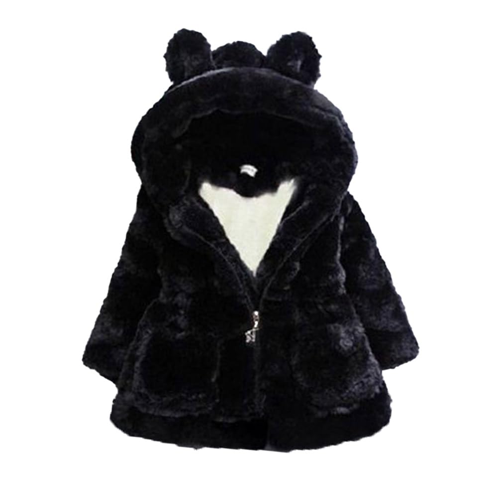 Photo 1 of AiWMGL Toddler Girls Boys Faux Fur Coats Jacket Kids Winter Fleece Warm Clothes Bunny Rabbit Ear Hooded Snowsuit