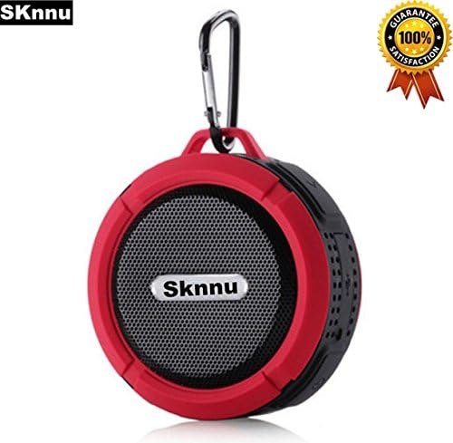 SKnnu Portable Wireless Speakers Bluetooth Speakers Wireless Waterproof Speakers w/ TF Card,MIC,Rechargeable Battery Wireless Shower Speaker for Shower,Indoor,Outdoor Red