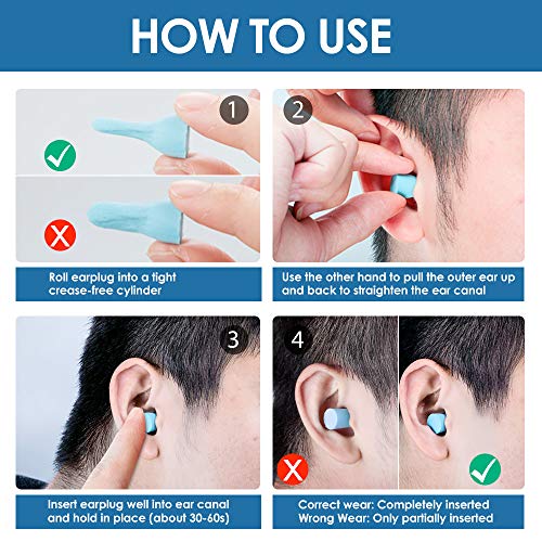 Foam Ear Plugs for Sleeping, 40 Pairs Noise Cancelling Ear Plugs with Aluminum Carry Case, 34db