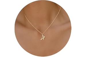 TEWIKY Initial Necklace for Women Girls, 14k Gold Filled Necklaces Dainty Gold Letter Pendant Necklace Trendy Waterproof Simple Cute Necklaces Custom Personalized Monogram Choker Necklace for Teen Girls Gold Jewelry Gift
