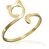 VASSAGO Cute Cat Ring for Women Men Adjustable Dainty Stackable Kitten Rings Satinless Steel Jewelry for Cat Lovers