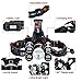 30000 Lumen Rechargeable Headlamp Flashlight, MOCCO Waterproof Powerful 5 Led Headlight illumination Super-Bright Head Light Torch with Battery, Charger, Car Charger for Camping, Working (Black)