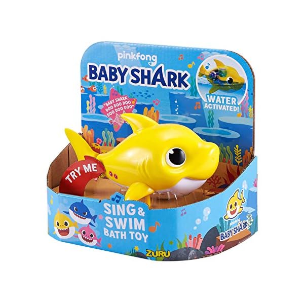 ZURU-ROBO-ALIVE-JUNIOR-Baby-Shark-Battery-Powered-Sing-and-Swim-Bath-Toy-Random-color ZURU ROBO ALIVE JUNIOR Baby Shark Battery-Powered Sing and Swim Bath Toy, Random Color