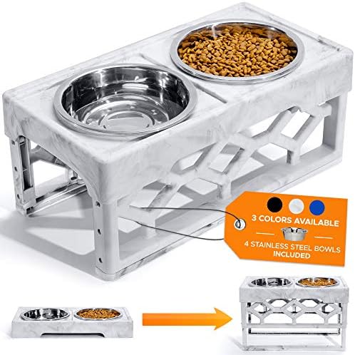 AVERYDAY Custom Dog Bowl Raised Dog Bowls for Large Dogs – 4 Heights Adjustable Dog Food Holder 4 Dog Food Bowl – Dog Dishes Elevated for Large Dogs and Senior Elevated Dog Bowls Dog Feeding Station