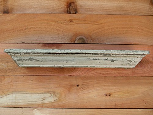 Floating White Mantle, 23" long, Distressed, Handmade, CEDAR, Crown Molding, Shabby Chic, Aged, Headboard, Custom orders welcome