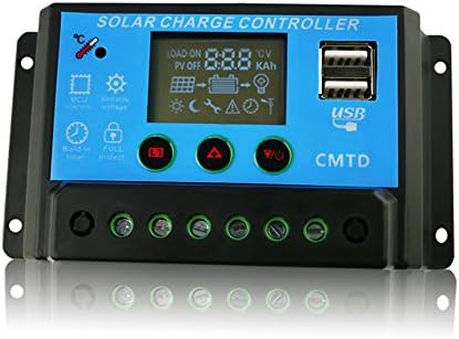 COSSCCI 20A 12V/24V Solar Charge Controller USB Port, LED Screen, Temprature Compensation