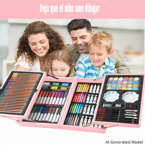 KINSPORY 139-Piece Paint Case for Children | Art and Drawing Kit, Drawing Pencils, Complete Drawing Material Set for Kids
