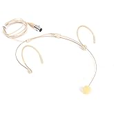 JTLAU Headworn/Headset Microphone Wired, Dual Over-Ear Headset Mic, Condenser Headset Mic Compatible with Shure Microphone Wireless Systems, Ideal for Lectures, Actors, Theater - Beige