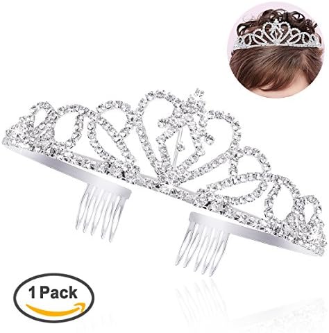 Cavetee Pretty Tiara Crown with Side Comb Rhinestone Headband For Women Girl Wedding Bridal Birthday Tiaras