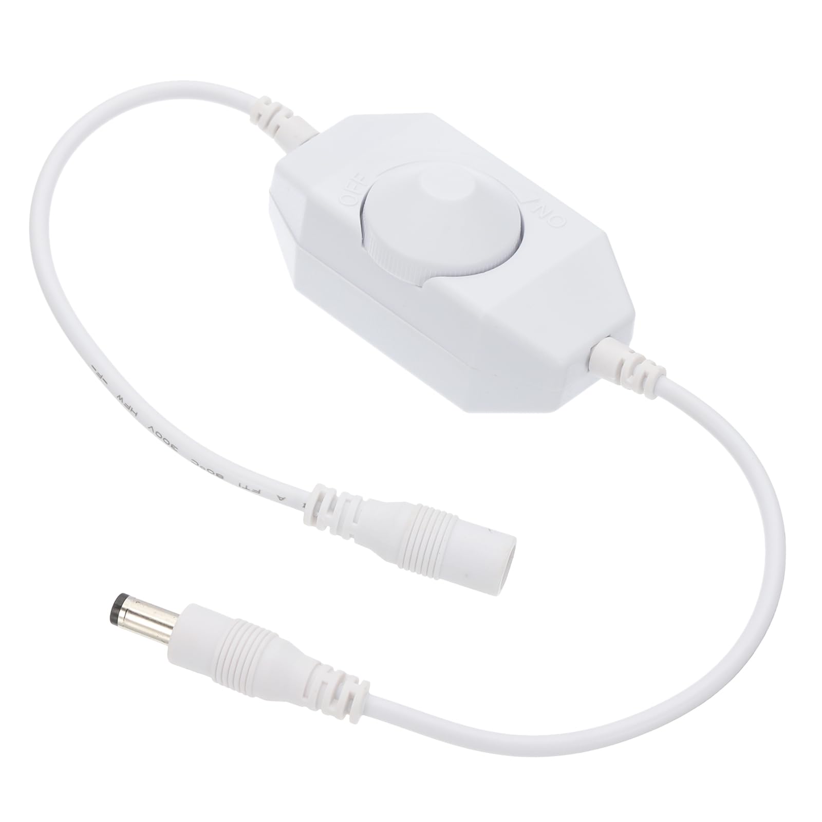 PATIKIL LED Strip Dimmer Switch, DC 9-24V PWM Rotary DC Inline Cable Brightness Adjustable Controller for LED Ribbon Rope Light 5050 3528 2835 5630, White