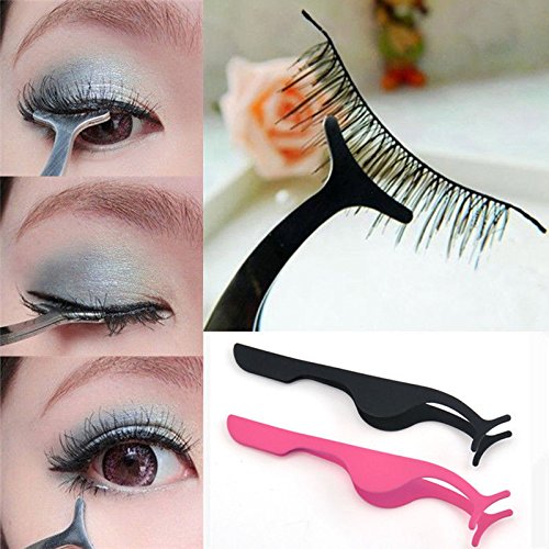 TONSEE False Eyelashes Extension Applicator Remover Clip Tweezers Nipper (Black) - Thumbnail 4