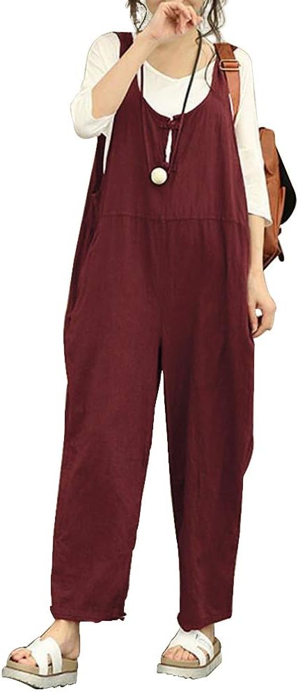 Women's Strappy Jumpsuits Overalls Casual Harem Wide Leg Dungarees Rompers Plus Size