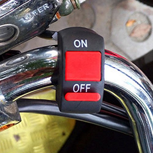 Cara Universal Motorcycle 7/8" Handlebar Switch ON-OFF Button Switch DC 12V for U5 U7 U2 LED Headlight Angel Eyes Spotlight Scooter ATV Snowmobile (Red)
