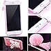 Bonice Phone Case for iPhone 7 Plus Cute Cartoon Rabbit Bling Diamond Crystal Clear Soft Transparent TPU 3D Cute Ear Stand Silicone Case with Hairball Pompon Wristlet + HD Screen Protector - Pink
