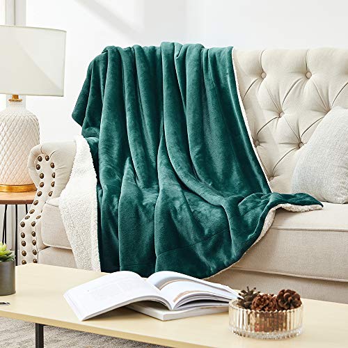Walensee Sherpa Fleece Blanket (King Size 108”x90” Emerald Green) Plush