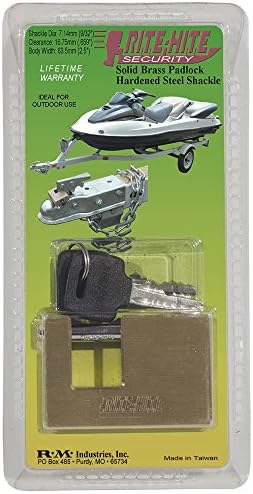 RITE-HITETrailer Hitch Lock - Protects Your Trailer with Heavy Duty Brass Lock Designed to Prevent Theft. Great for Boat Trailers