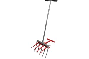 DIYTUNINGS DIYTuning Broad Fork Tool Cultivator Tiller Manual Hand with 5+4 Steel Tines for Garden Lawn 2-in-1 Garden Twist for Regularly Digging and Crushing Soil, Pitchfork Tool for Farm