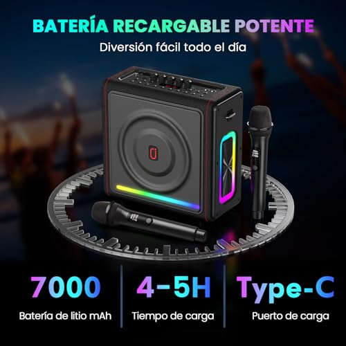 Karaoke Machine with Wireless Microphones HWWR Karaoke with 2 Microphones for Adults Children, Karaoke Systems Accessoires Utiles pour Micro (MS78-2Mics)