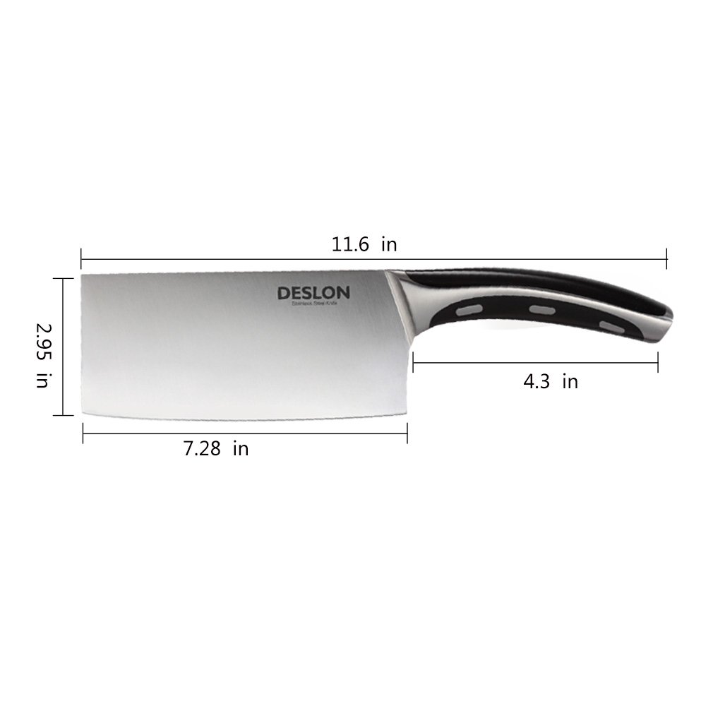 DESLON Chinese Cleaver, Butcher Knife German High Carbon Stainless Steel Meat Cleaver Kitchen Knife