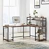 Tribesigns 67″ Reversible Large Computer Desk with Hutch, Office Desk Study Table Writing Desk Workstation with 5 Storage Shelves 2 Tier Bookshelf for Home Office (Rustic Brown)