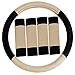 FH Group FH2033 Modernistic Steering Wheel Cover and Seat Belt Pads (Beige) with GIFT – Universal Fit for Cars Trucks & SUVs