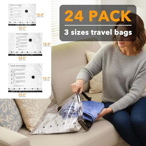SpaceAid Travel Vacuum Bags for Luggage with Electric Pump, 24 Pack Vacuum photo 8