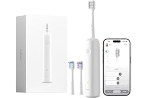 Laifen Wave Electric Toothbrush, Oscillation & Vibration Sonic Electric Toothbrush for Adults with App, 3 Brush Heads, IPX7 Waterproof Magnetic Rechargeable Travel Powered Toothbrush (ABS White)